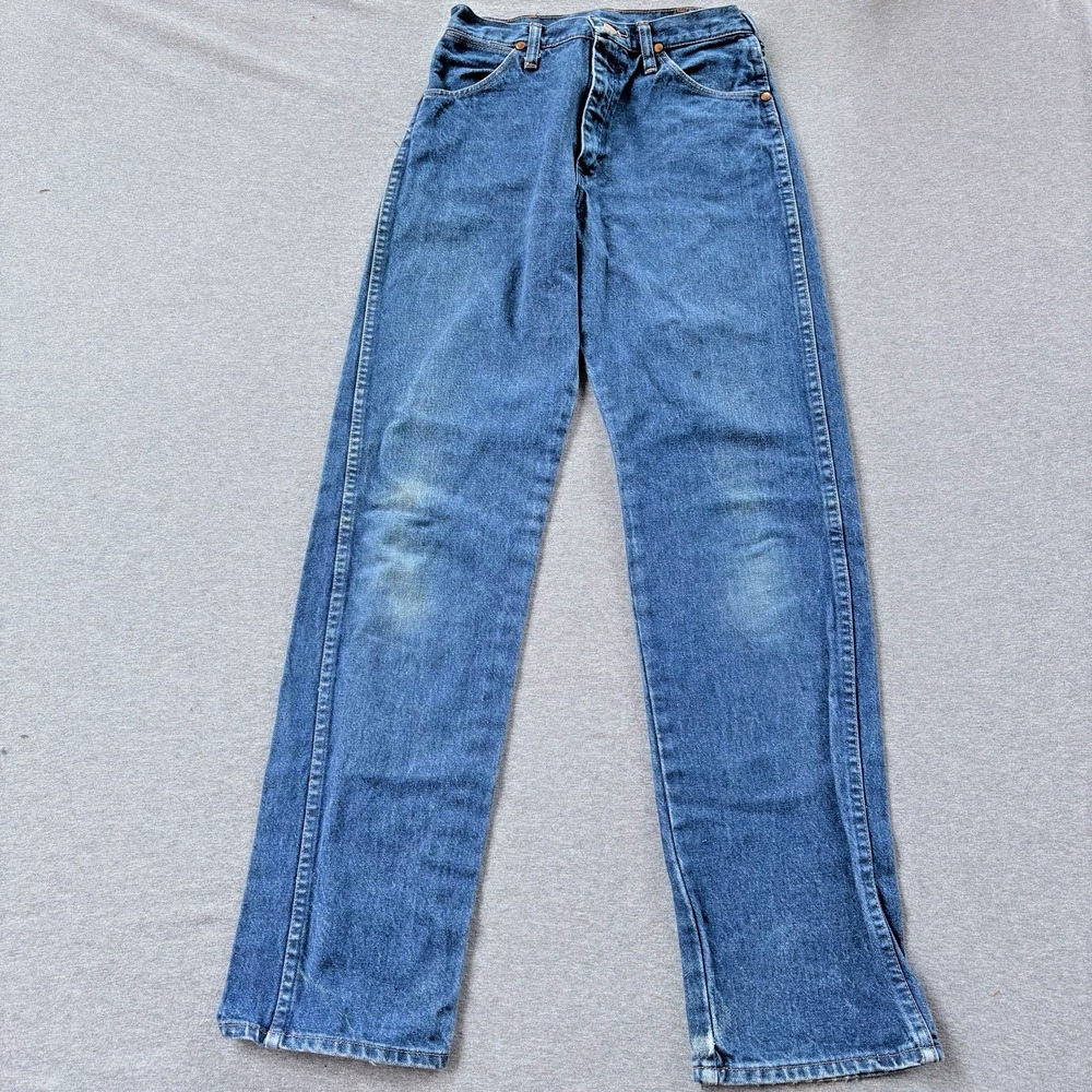 Vtg Wrangler Jeans Womens 13MWZG 9x32 Dark‎ Blue Denim Rodeo Cowboy Cut